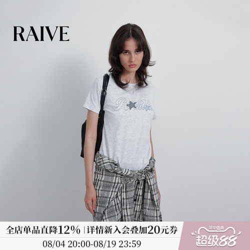 RAIVE韩系星星字母贴布绣T恤
