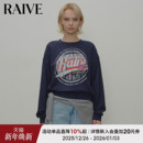 圆领上衣 BOHO玫瑰卫衣女宽松logo做旧效果印花短款 RAIVE冬季 新款