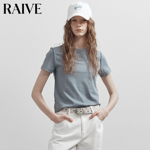 RAIVE正肩韩系打底基础款logoT恤