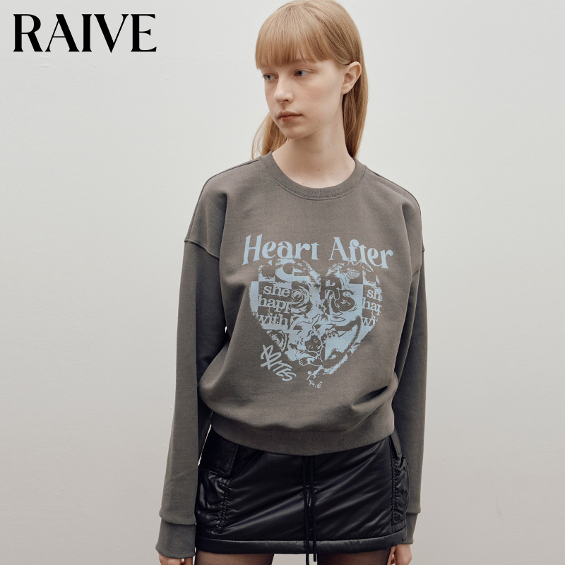 RAIVE心形印花套头圆领卫衣