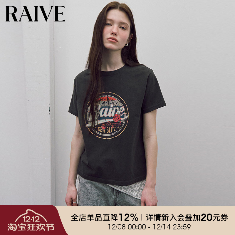 RAIVE花卉图案宽松短袖T恤