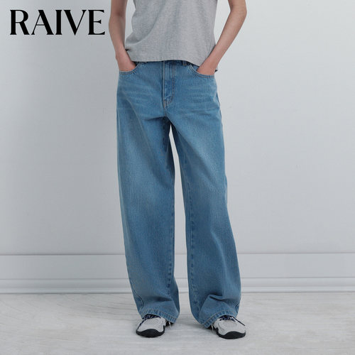 RAIVE小弯刀休闲宽松阔腿牛仔裤