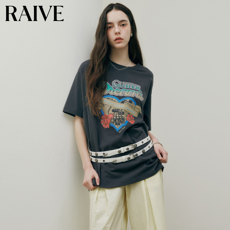 RAIVE心玫瑰浪漫氛围短袖T恤
