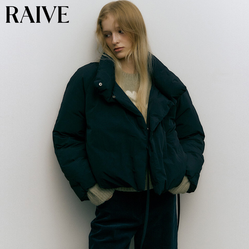 RAIVE立领不对称系带设计羽绒服