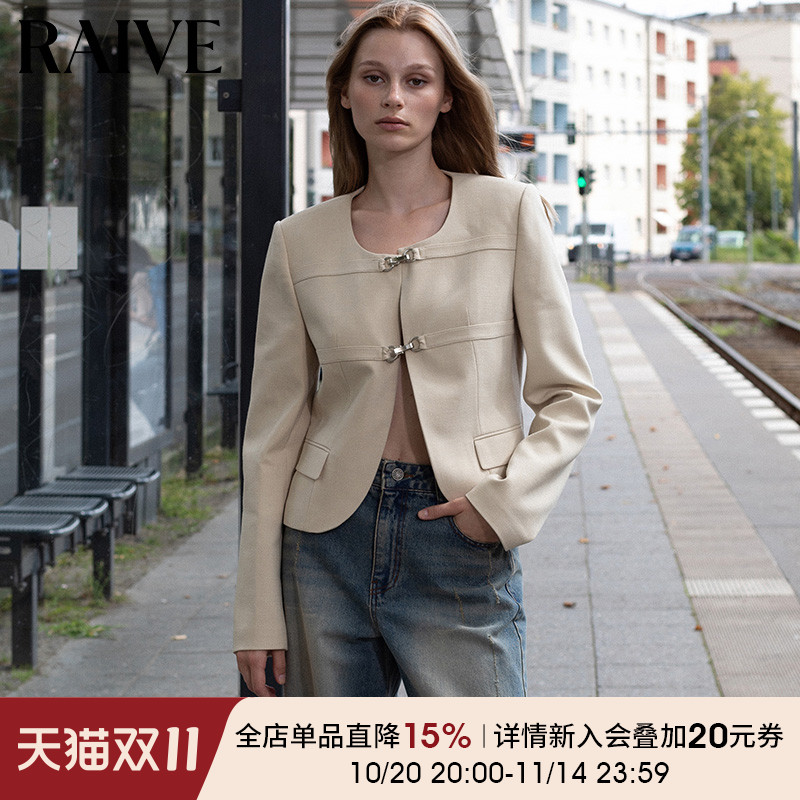 RAIVE单排钩扣短款休闲西装