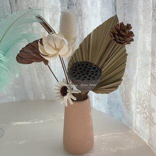 饰品客厅摆设 复古原木风干花花束小摆件禅意侘寂风天然莲蓬家居装