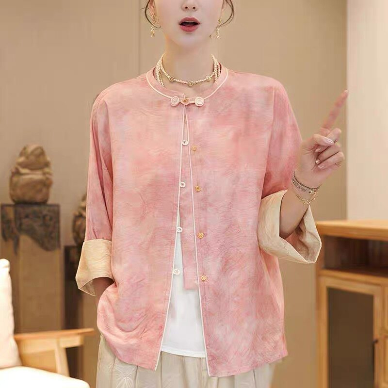 新中式提花炒色工艺外套薄款国风女装2025新款高级防晒