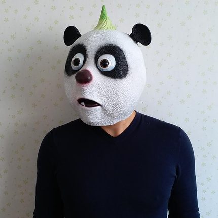 熊猫头套面具乳胶搞笑抖音成人动物头套儿童动漫可爱动物面具全脸