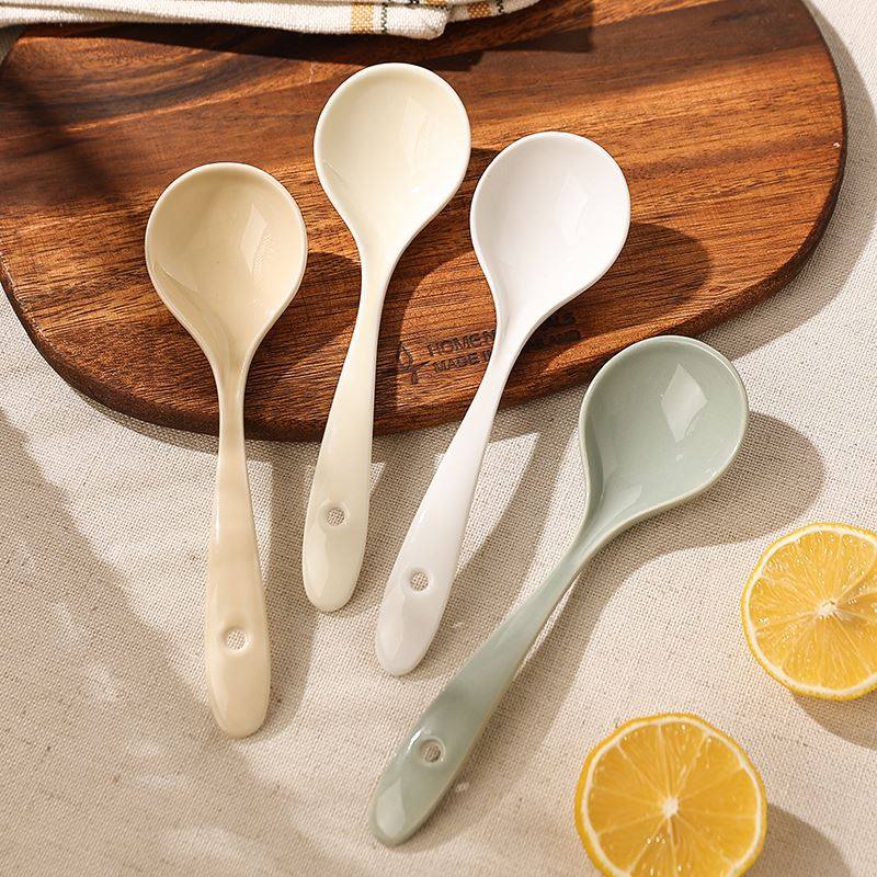 网红干饭勺陶瓷汤勺吃面勺特别好看的勺子高级感长柄调羹汤匙粥勺