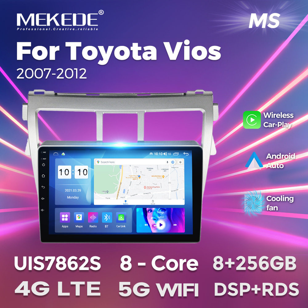 适用于Toyota Vios 2007-2012丰田威驰 车载大屏安卓智能导航仪