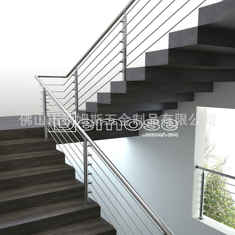 楼梯不锈钢拉丝栏杆304/316圆管扶手立柱护栏不锈钢栏杆生产厂家