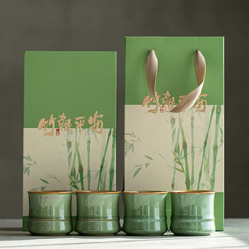 德鼎竹报平安节节高升茶杯套组