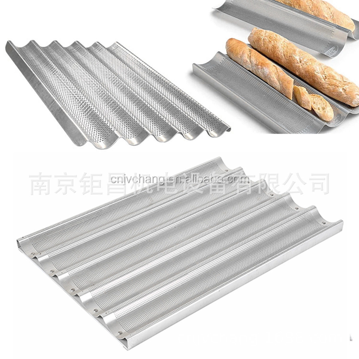 高品质铝合金4/5/6槽面包烤盘法式厨房烘焙工具26x18x1.25英寸