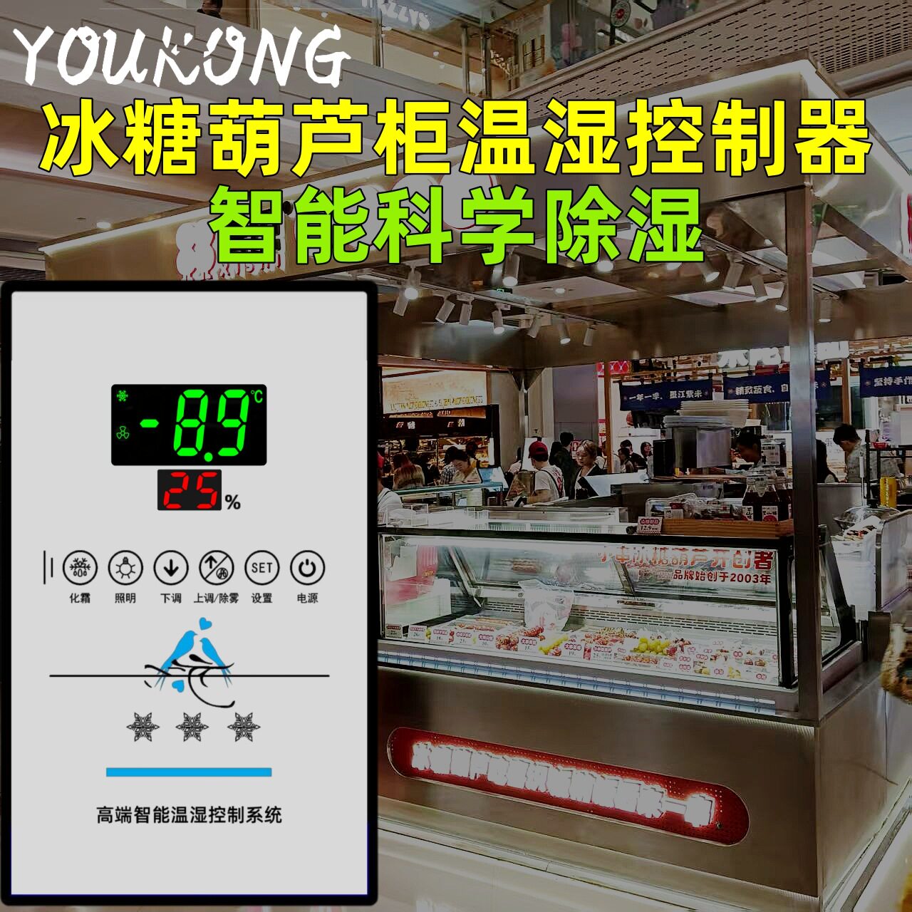 冰糖葫芦柜子除湿器智能温湿度控制器加湿器或除湿使用带探头