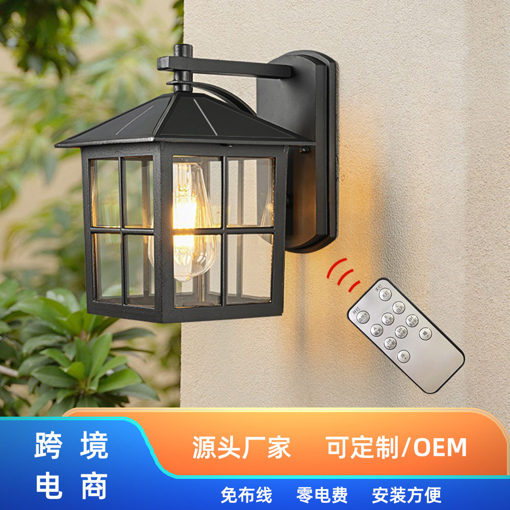 太阳能户外壁灯路灯室外防水阳台复古中式别墅露台庭院大门新款