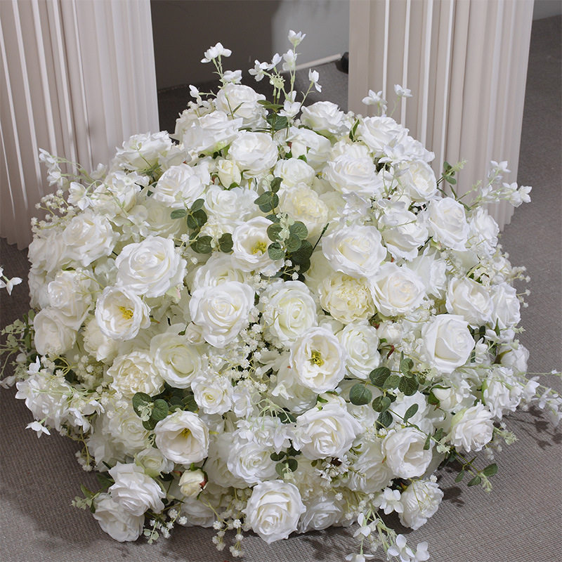 新款80cm仿真绣球玫瑰花球婚礼餐桌摆放花求婚橱窗展厅装饰路引花