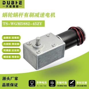 45直流减速电机12V24大扭矩涡轮蜗杆自锁马达低速调速正反转 5882