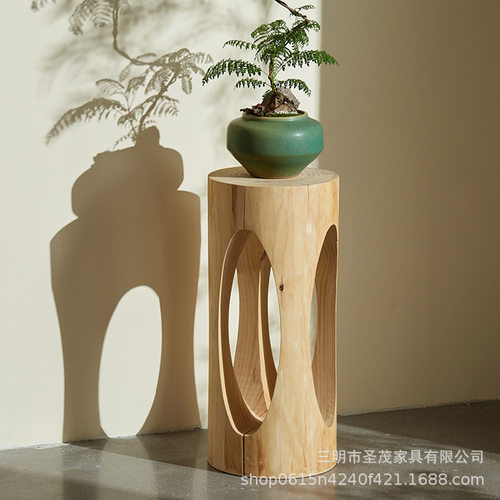 原木墩子大板桌脚架侘寂风实木桌子腿凳民宿边几木桩树桩摆件底座