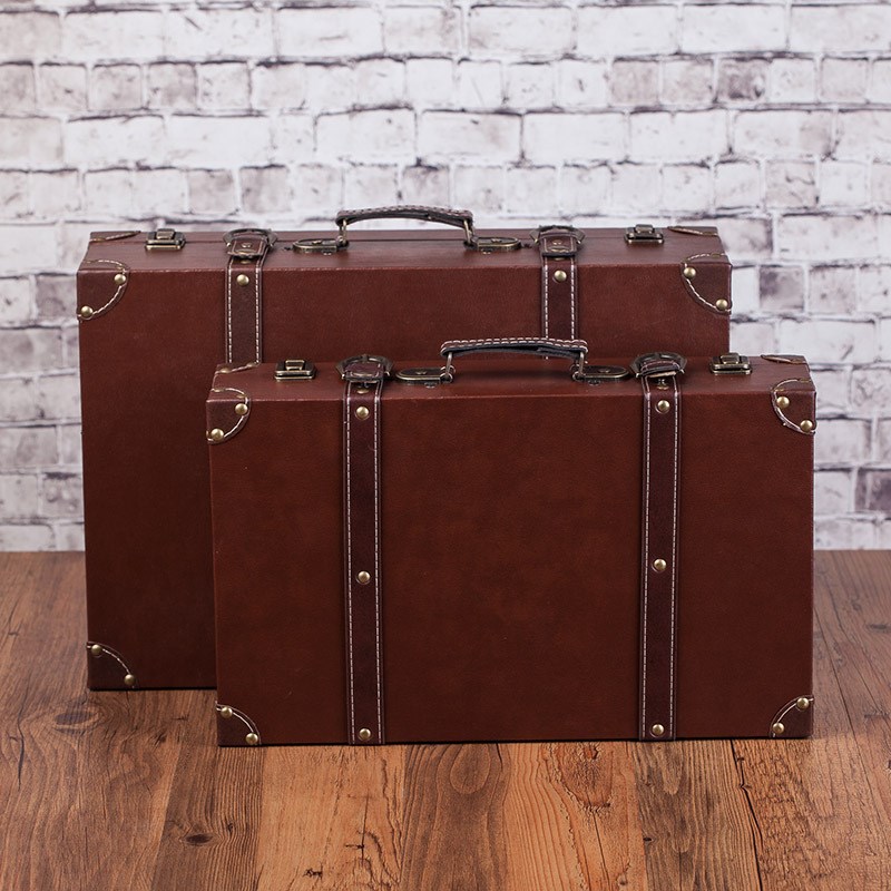 复古怀旧老式手提皮箱储物收纳整理木箱旅行箱婚纱摄影道具木箱子