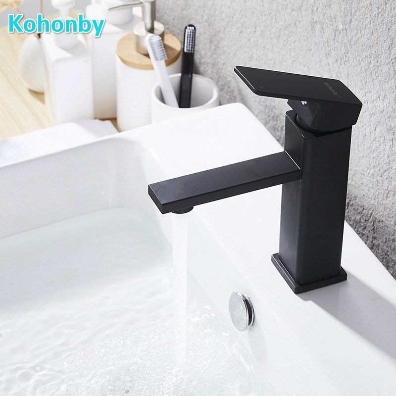 厂家直供不锈钢方形洗脸盆冷热水龙头烤漆浴室面盆龙头四方单孔,家装主材,面盆龙头,淘宝优惠券,粉丝福利购,淘宝优惠卷