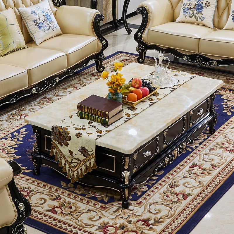 欧式茶几简约客厅现代风格小户型黑檀色实木茶台茶几喝茶桌椅组合