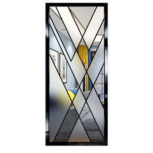 艺术玻璃雕刻屏风隔断客厅办公室茶楼酒店山水画钢化深雕夹丝 中式