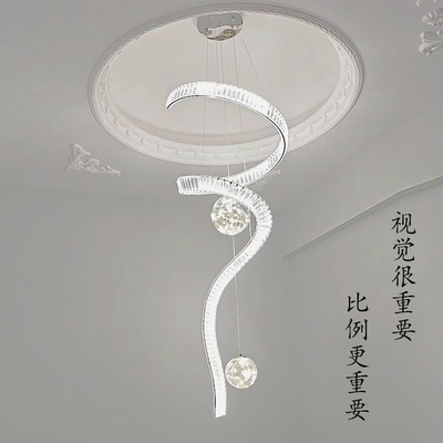 复试楼梯间吊灯客厅大吊灯设计师轻奢艺术别墅挑空楼大气水晶飘带