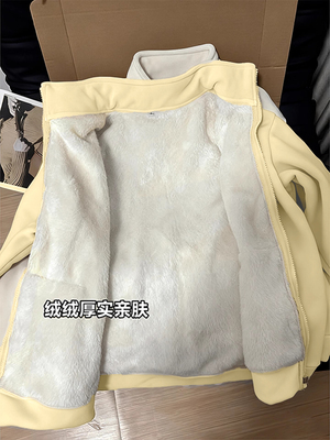 摇粒绒外套女秋冬季抓绒冲锋衣内胆加厚加绒卫衣校服神器内搭上衣