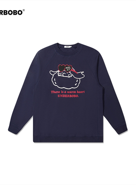 BOBO飞行系列插肩圆领卫衣 2025冬新款套头长袖休闲宽松情侣上衣