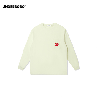 BOBO睡觉系列口袋长袖T恤 2025女冬季新款圆领内搭修身打底衫上衣