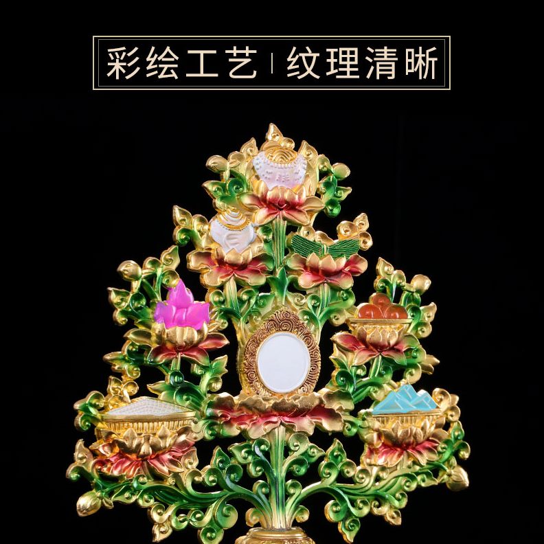 高档藏彩用品宝珐琅摆件用品民族风密宗摆件 八吉祥宝祥八式绘吉