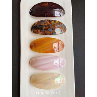 新款轻奢风后脑勺弹簧夹高级感醋酸椭圆发夹一字马尾夹半扎发头饰