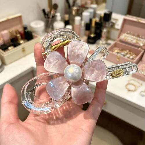 韩系炫彩花朵大号盘发鲨鱼夹