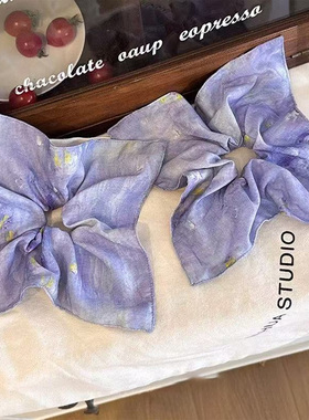 新中式ns新款紫色系方巾发圈森系文艺丸子头低马尾清新高级感方巾