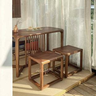 新中式 实木家用茶台茶桌小户型1.2米茶桌椅组合阳台办公室茶桌