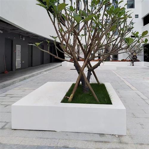 GRC树池坐凳定制UHPC混凝土泰科石花坛座椅玻璃钢景观弧形异形凳