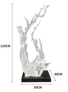 现代轻奢高档酒店大堂透明树脂雕塑浪花摆件客厅电视柜玄关装饰品