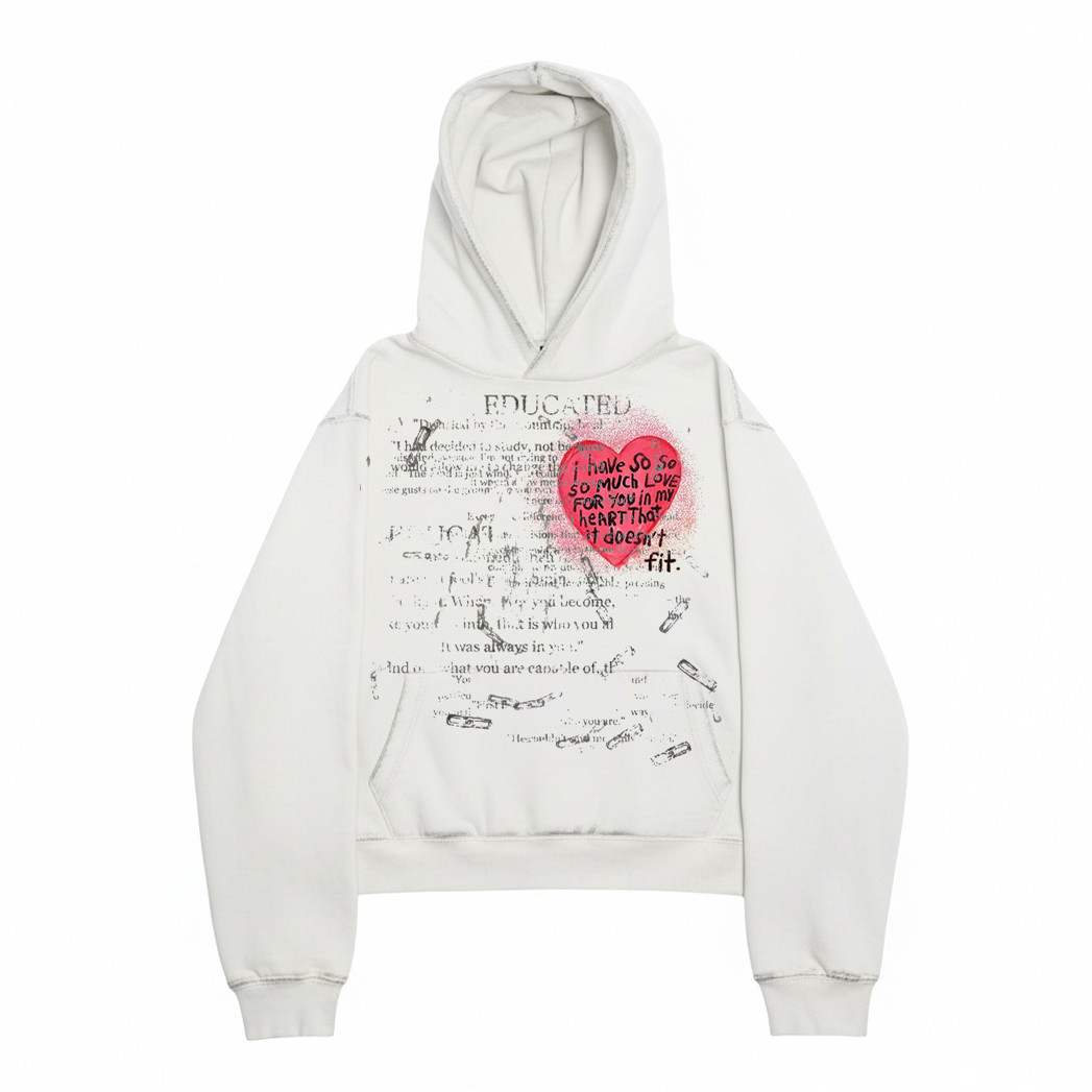 十卟 SHIBU 不规则字母设计热血心脏重金属感张扬风格圆领厚卫衣