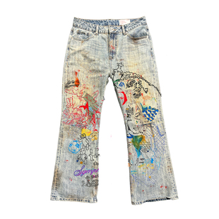 十卟SHIBU 暗黑系Remake做旧喷染牛仔裤街头潮牌颓废风厌世风复古