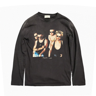 十卟SHIBU Depeche Mode乐队美式小众脏染做旧水洗长袖T恤宽松