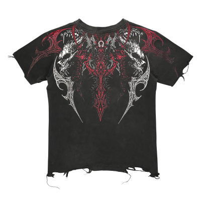 十卟SHIBU 重金属heavy metal慵懒朋克无性别个性水洗做旧短袖T恤