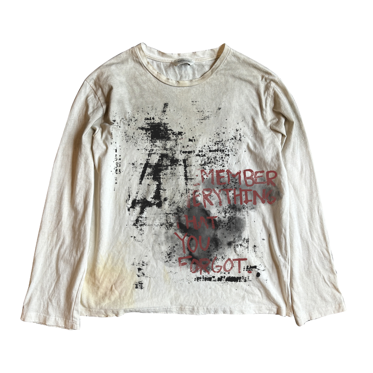 十卟SHIBU 废土风INS机车穿搭设计感不规则反叛脏脏长袖上衣T恤