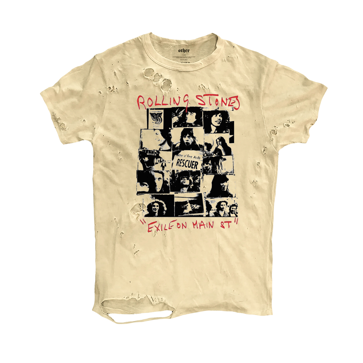 十卟SHIBU 滚石乐队The Rolling Stones经典摇滚朋克短袖破洞T恤