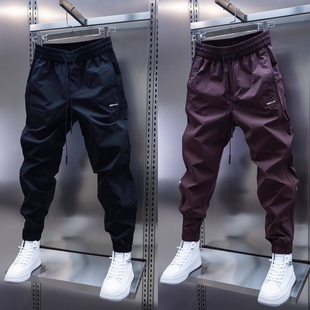 长裤休闲裤潮纯色秋冬加绒加厚