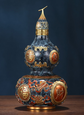 东方禧家富贵吉祥全铜葫芦摆件中式家居客厅电视柜装饰品乔迁礼物