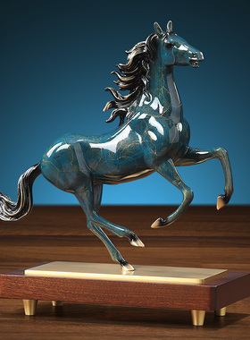 马到成功黄铜马摆件领导办公室高档客厅博古架柜子公司开业礼品