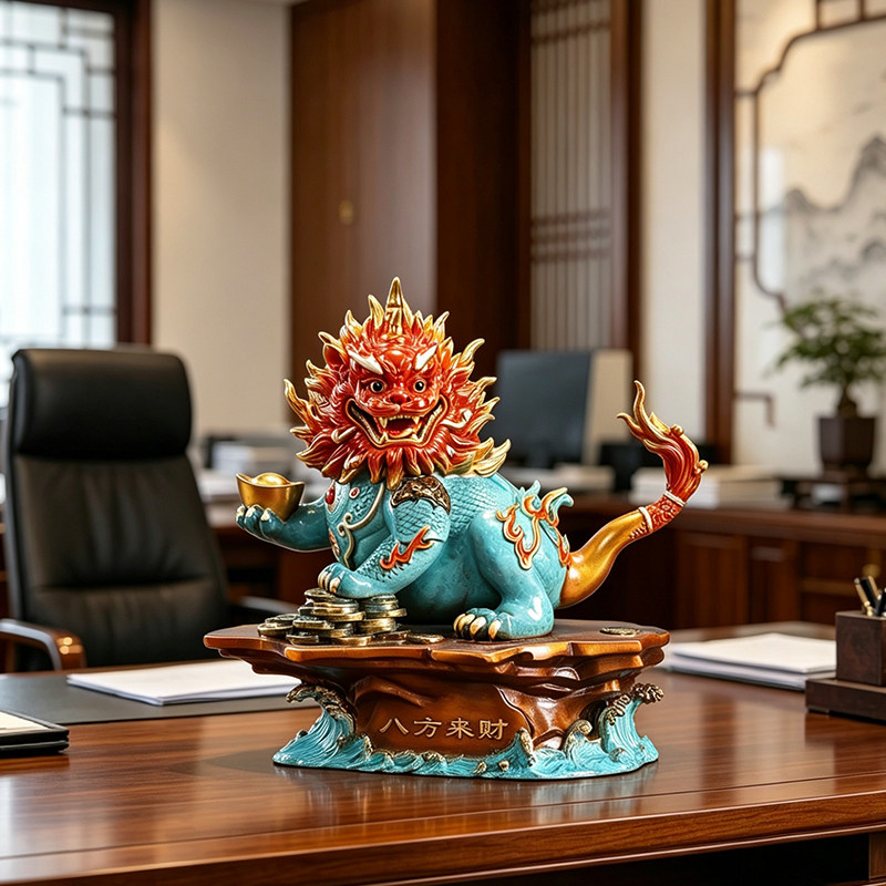 八方来财《威震山河》黄铜貔貅摆件家居客厅办公室装饰品乔迁礼物
