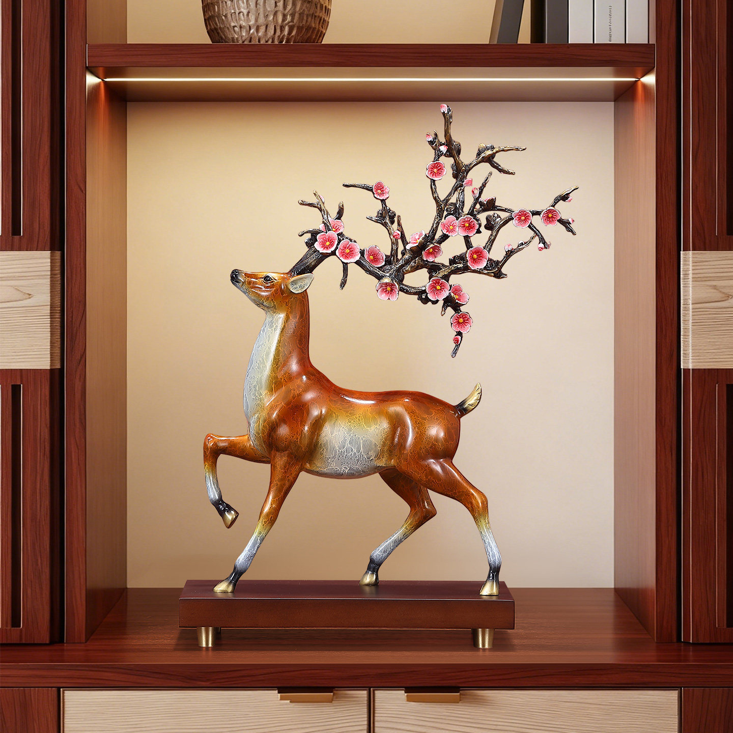 一路花开梅花鹿黄铜摆件中式家居客厅酒柜玄关桌面新家装饰品礼品,家居饰品,装饰摆件,淘宝优惠券,粉丝福利购,淘宝优惠卷