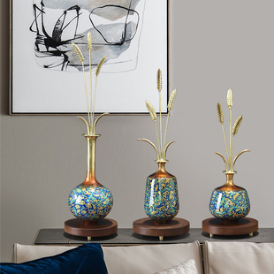 穗穗平安铜麦穗摆件入户玄关柜正对门装饰品轻奢高端乔迁开业礼品