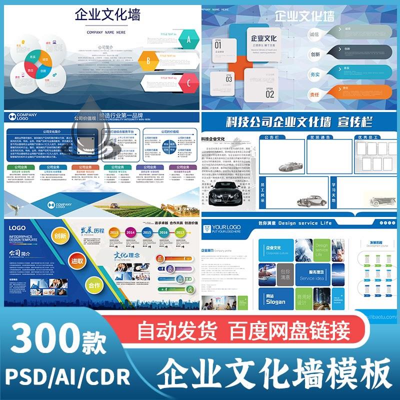 企业公司发展历程文化墙宣传栏校园展板AI/PSD/CDR源文件模板素材